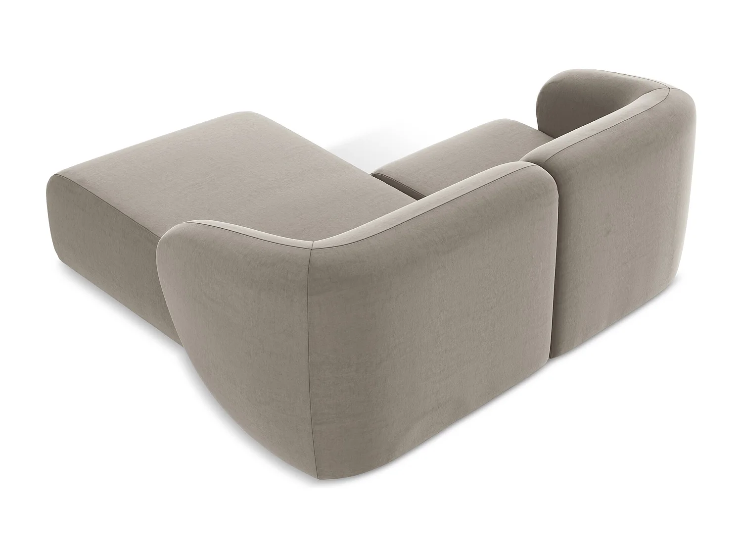 Modulaire hoekbank rechts van taupe velours - LANI