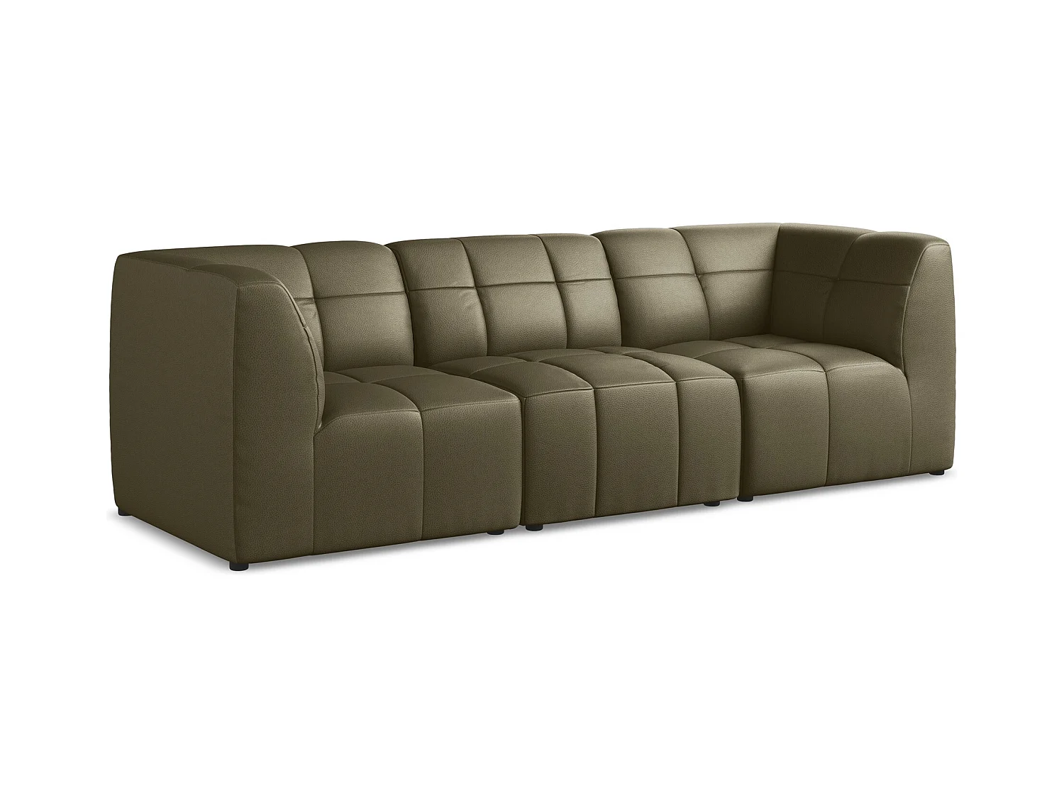Modulares 3-Sitzer Sofa - - Kunstleder - Olive - ALOHA