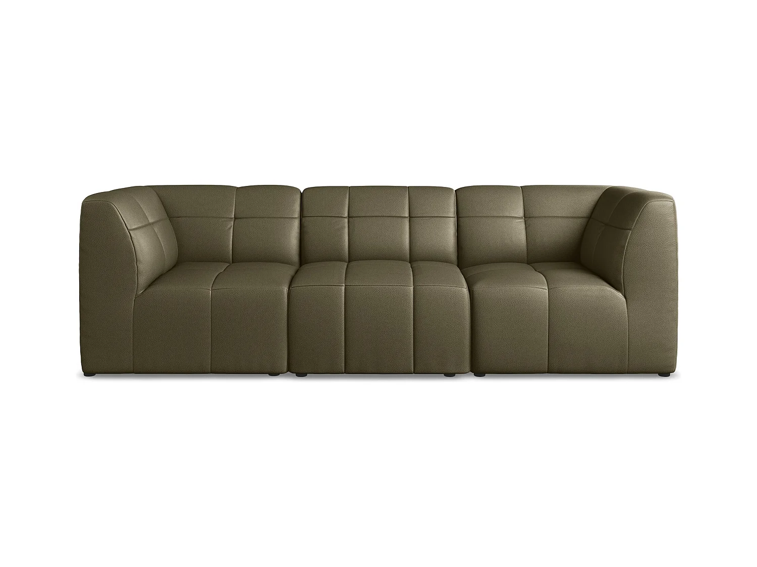 Modulares 3-Sitzer Sofa - - Kunstleder - Olive - ALOHA