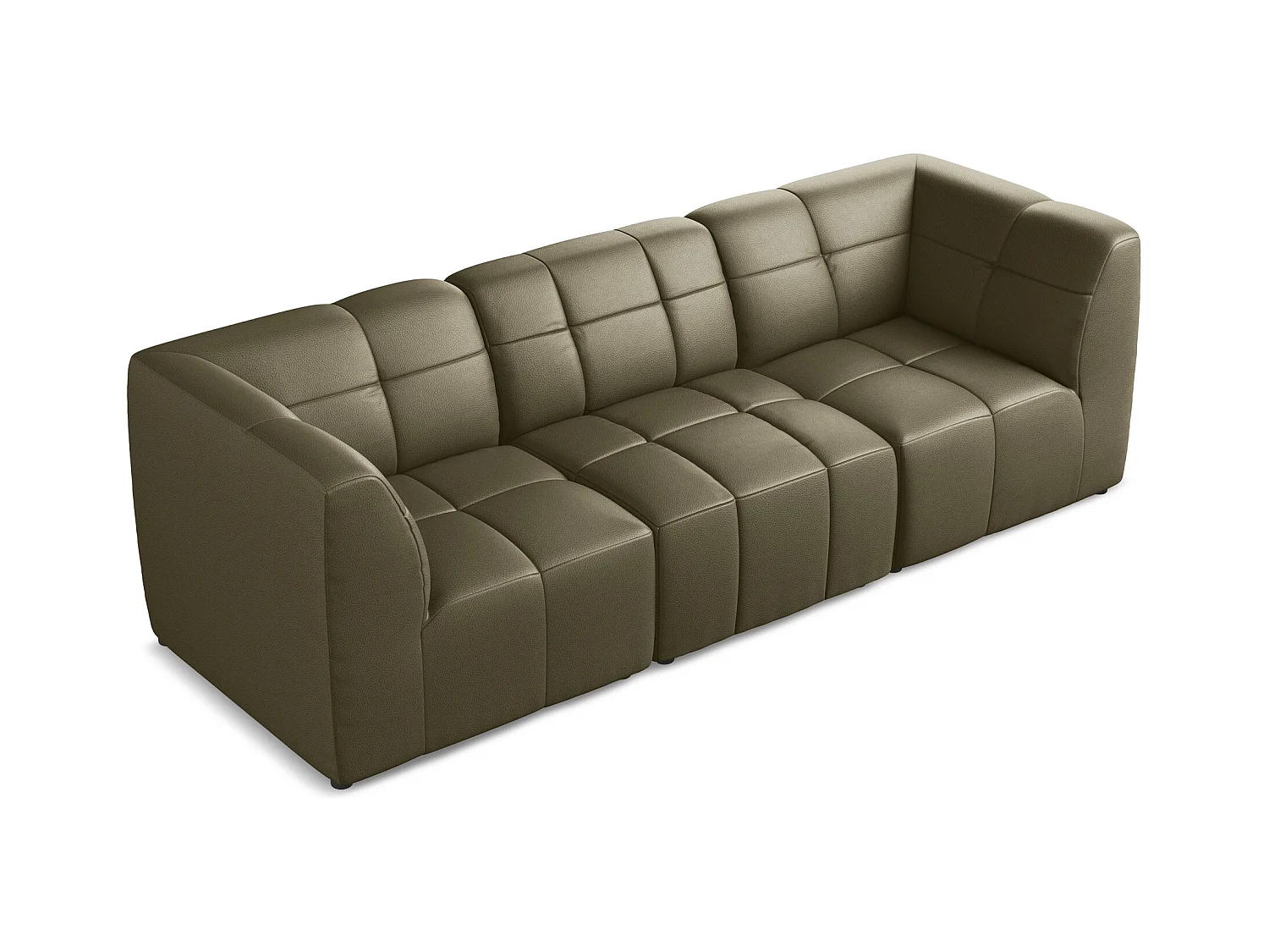 Modulares 3-Sitzer Sofa - - Kunstleder - Olive - ALOHA