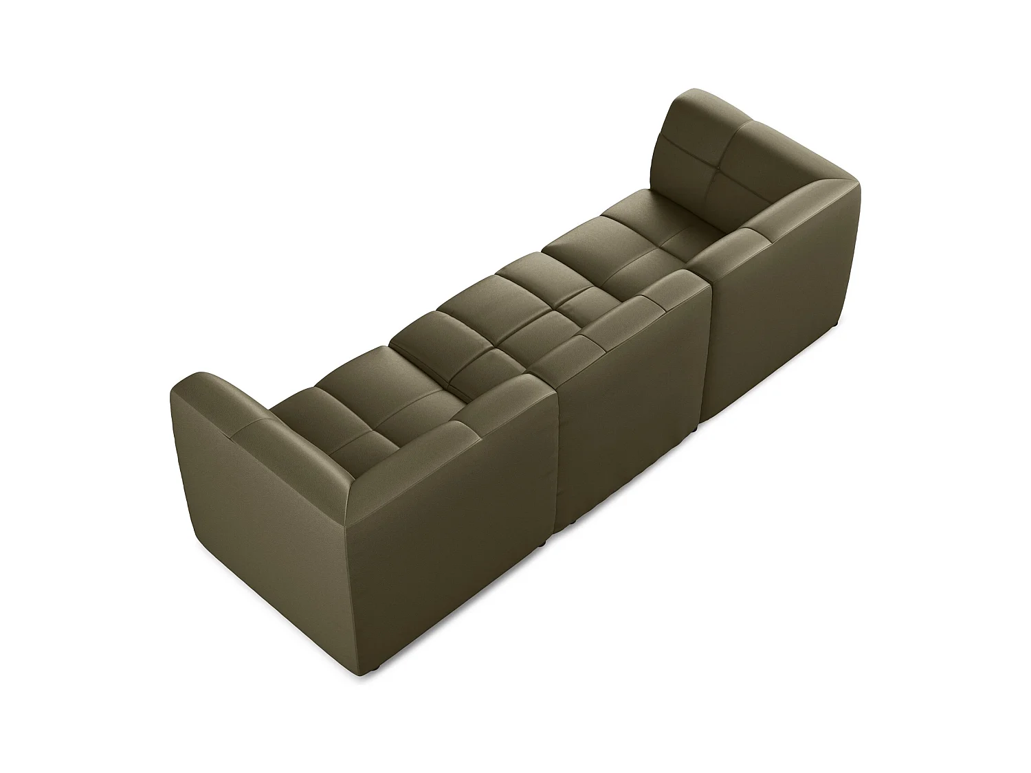 Modulares 3-Sitzer Sofa - - Kunstleder - Olive - ALOHA