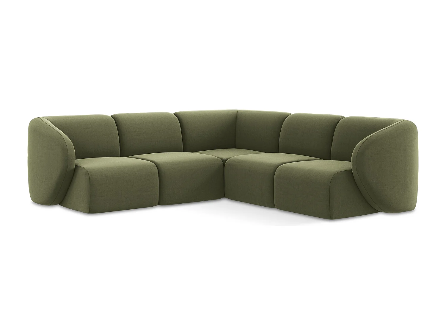 Modułowy narożnik - z tkaniny welwetowej - oliwkowy - LANI