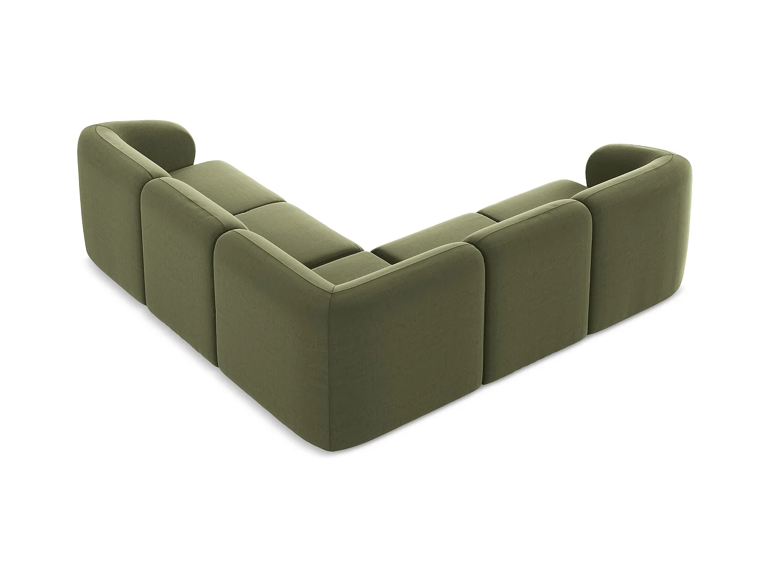 Modułowy narożnik - z tkaniny welwetowej - oliwkowy - LANI
