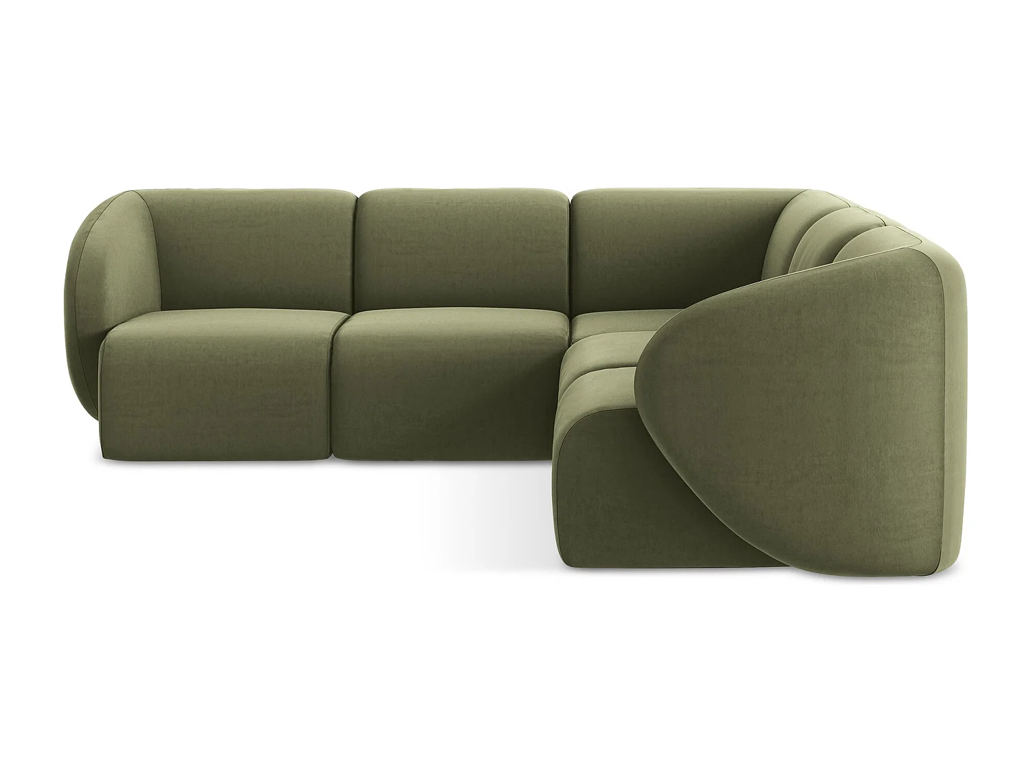 Modułowy narożnik - z tkaniny welwetowej - oliwkowy - LANI