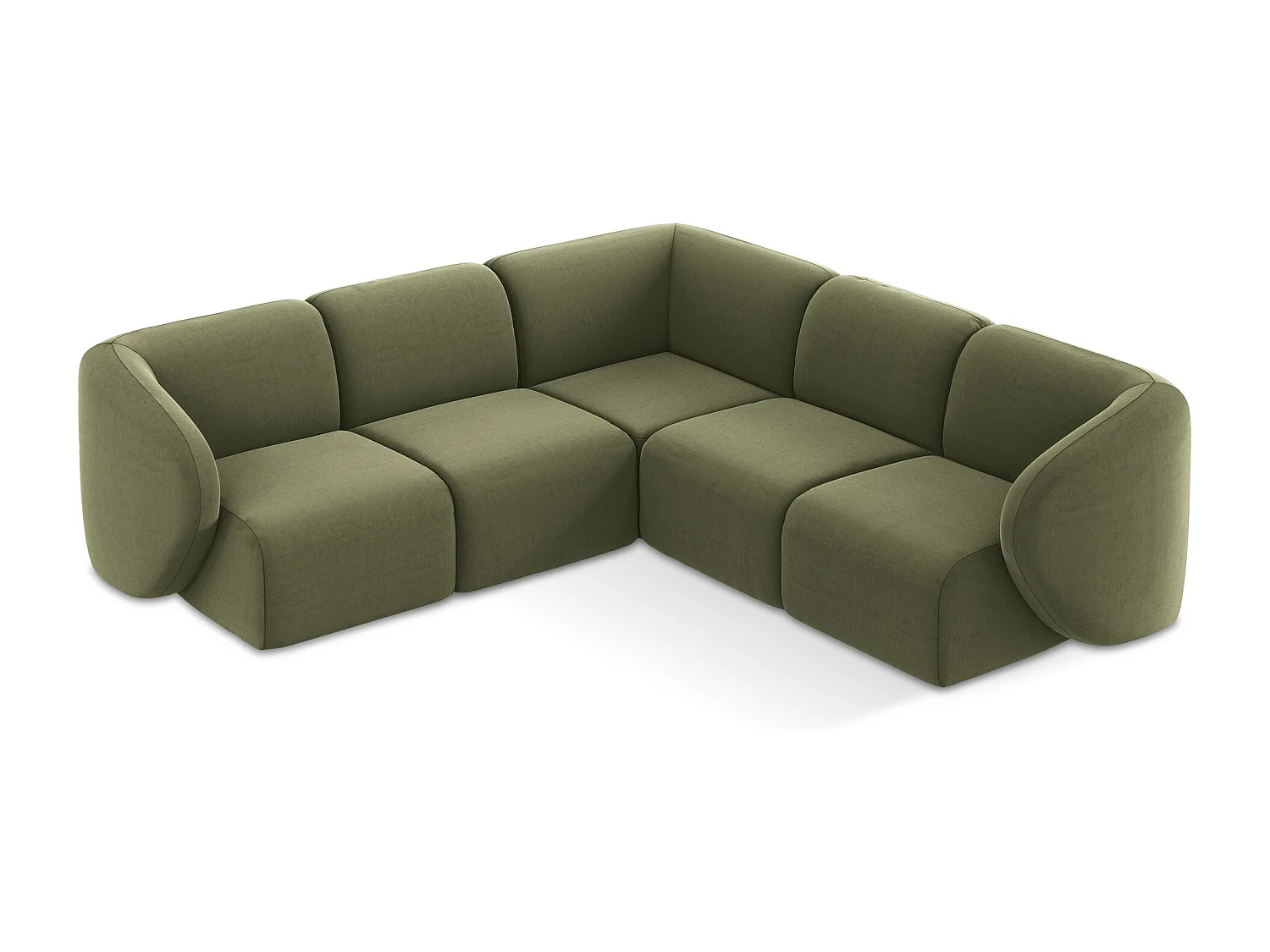 Modułowy narożnik - z tkaniny welwetowej - oliwkowy - LANI