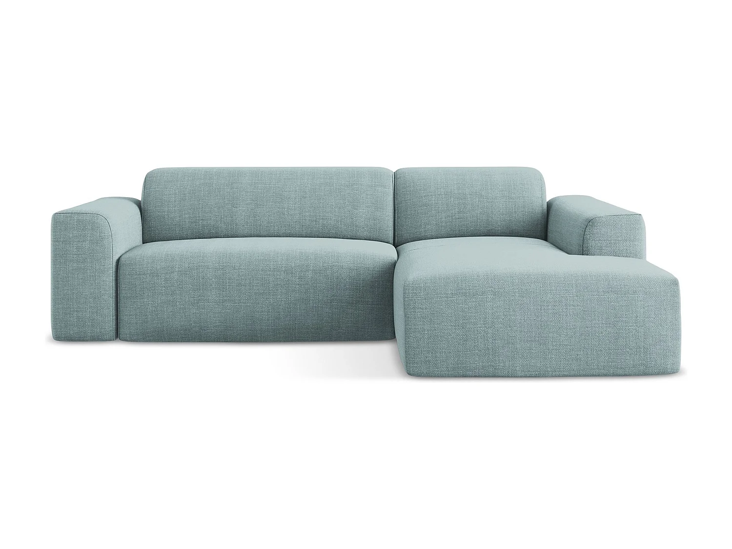 Canapé d'angle 3 places modulaire droit en tissu texturé - jeans - KELI