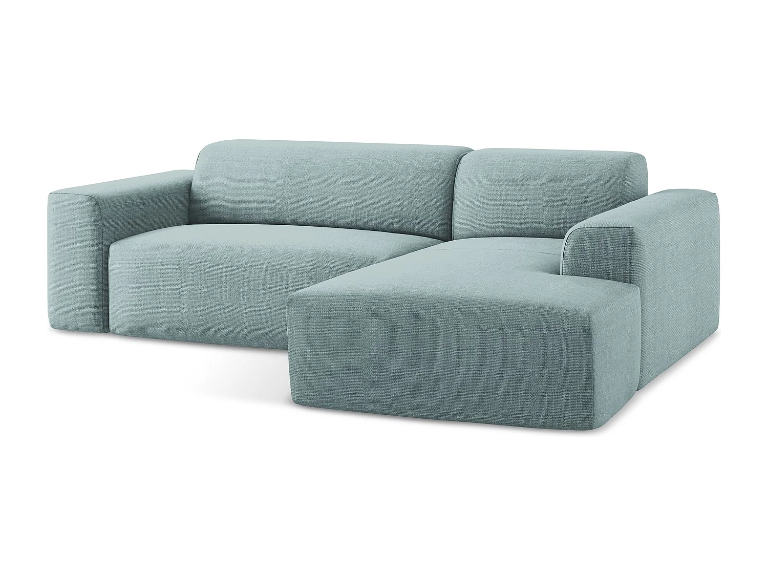 Canapé d'angle 3 places modulaire droit en tissu texturé - jeans - KELI