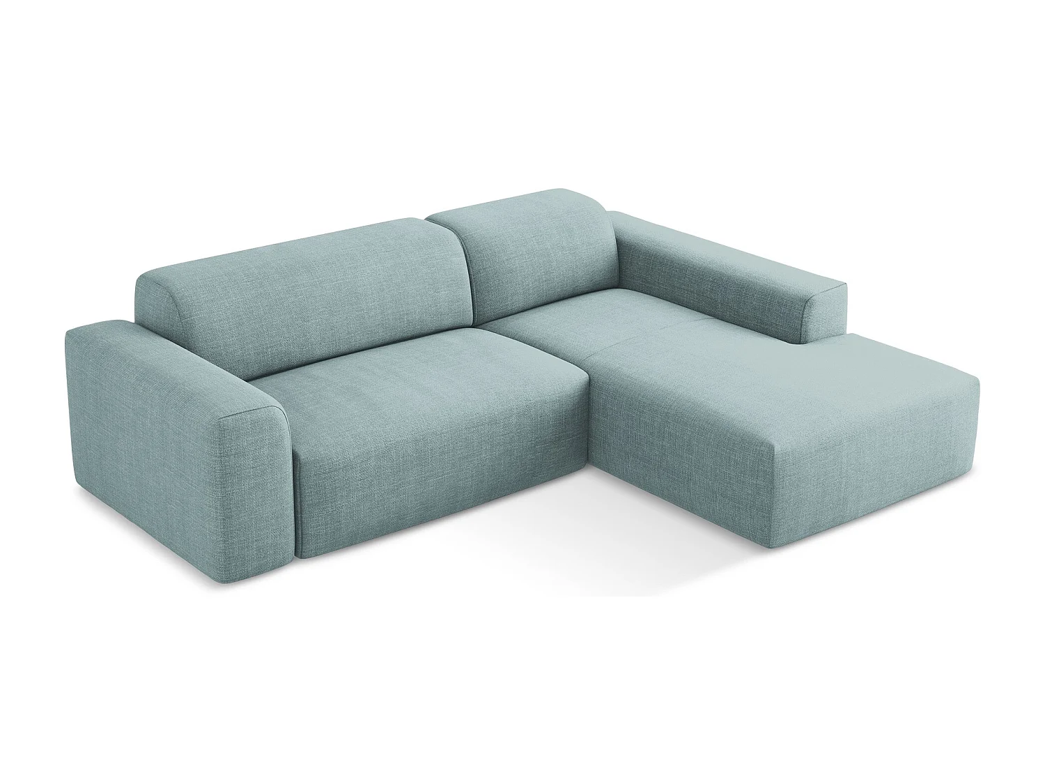 Canapé d'angle 3 places modulaire droit en tissu texturé - jeans - KELI