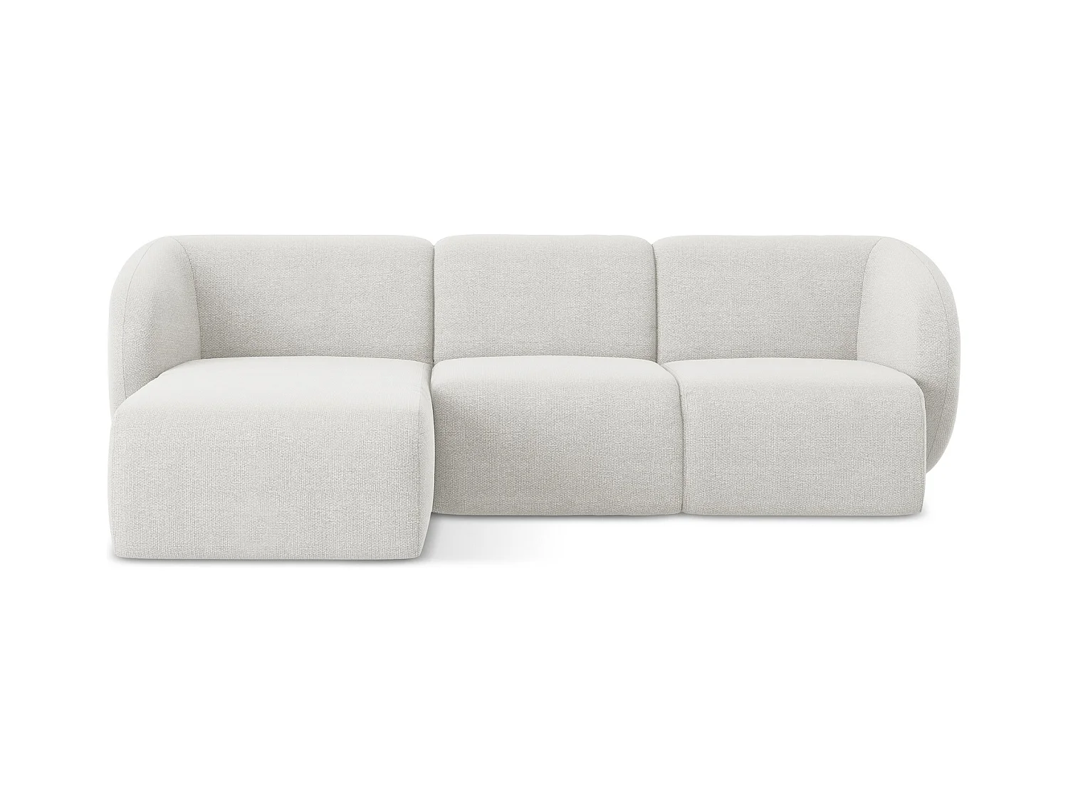 Canapé d'angle 3 places modulaire gauche en tissu bouclette - blanc - LANI