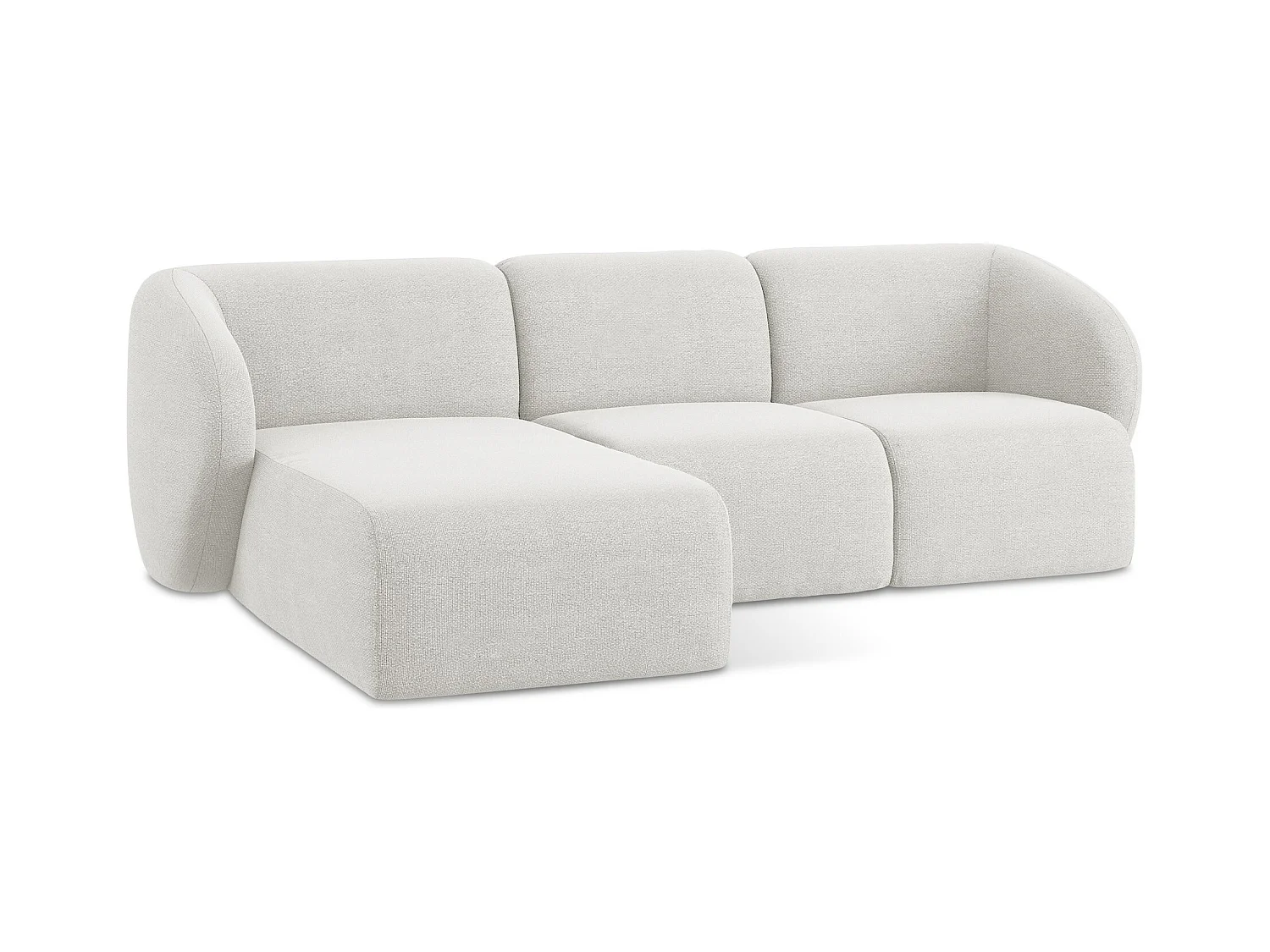 Canapé d'angle 3 places modulaire gauche en tissu bouclette - blanc - LANI