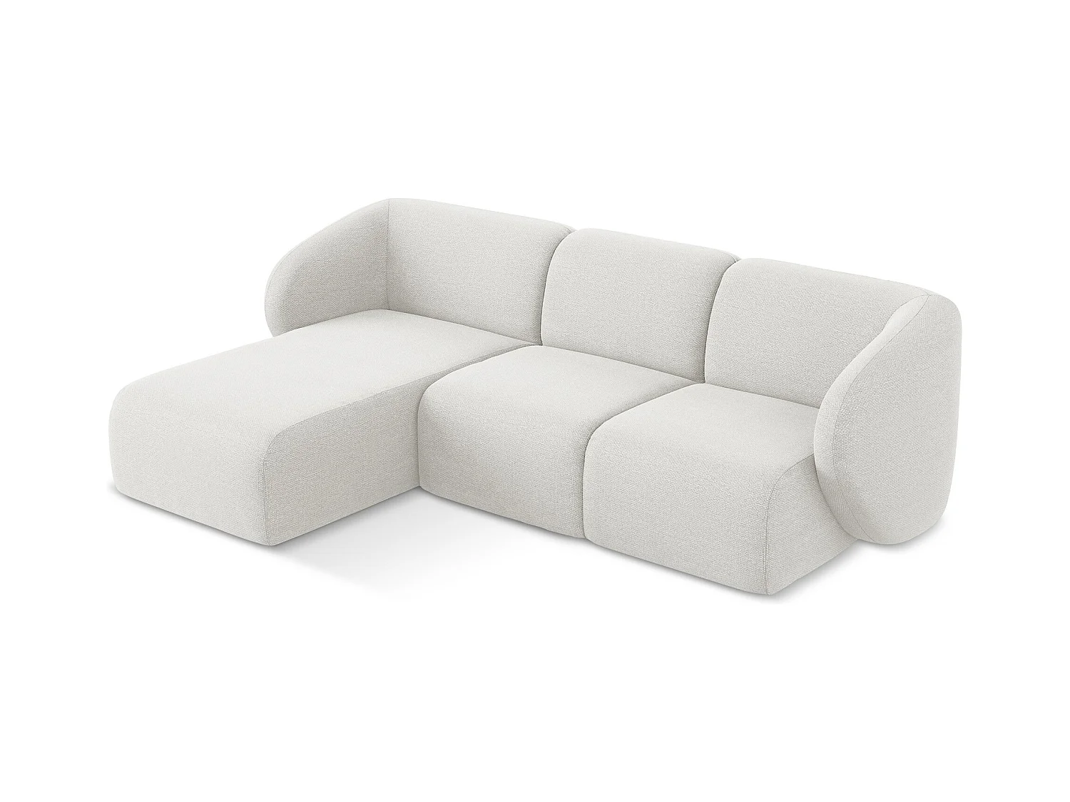 Canapé d'angle 3 places modulaire gauche en tissu bouclette - blanc - LANI