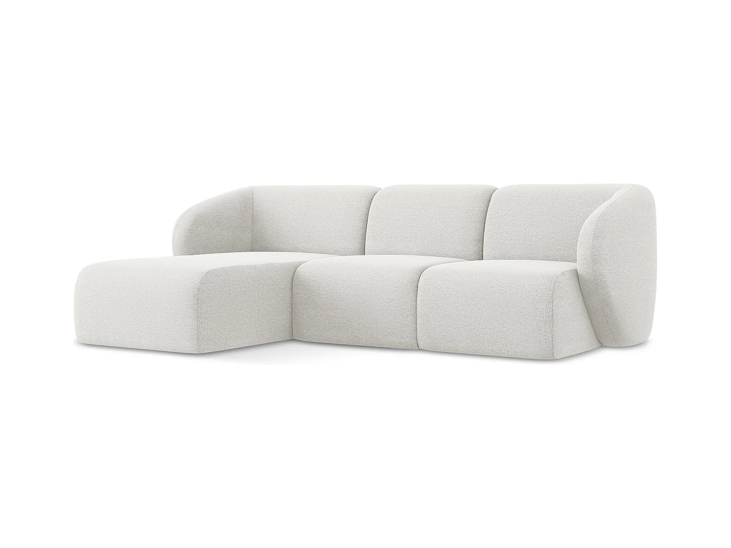 Canapé d'angle 3 places modulaire gauche en tissu bouclette - blanc - LANI