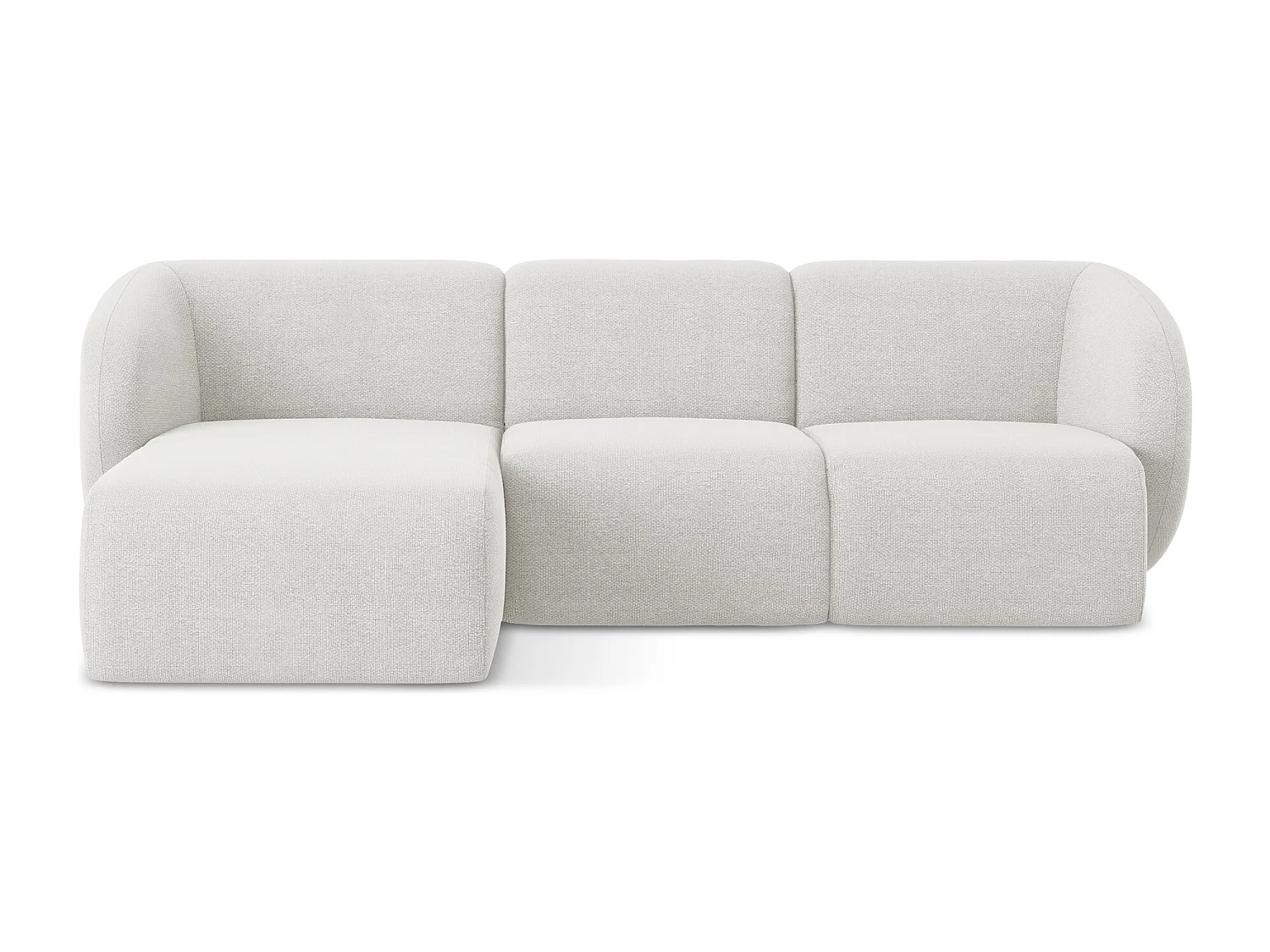 Canapé d'angle 3 places modulaire gauche en tissu bouclette - blanc - LANI