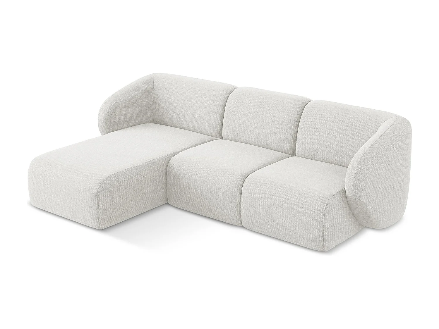 Canapé d'angle 3 places modulaire gauche en tissu bouclette - blanc - LANI