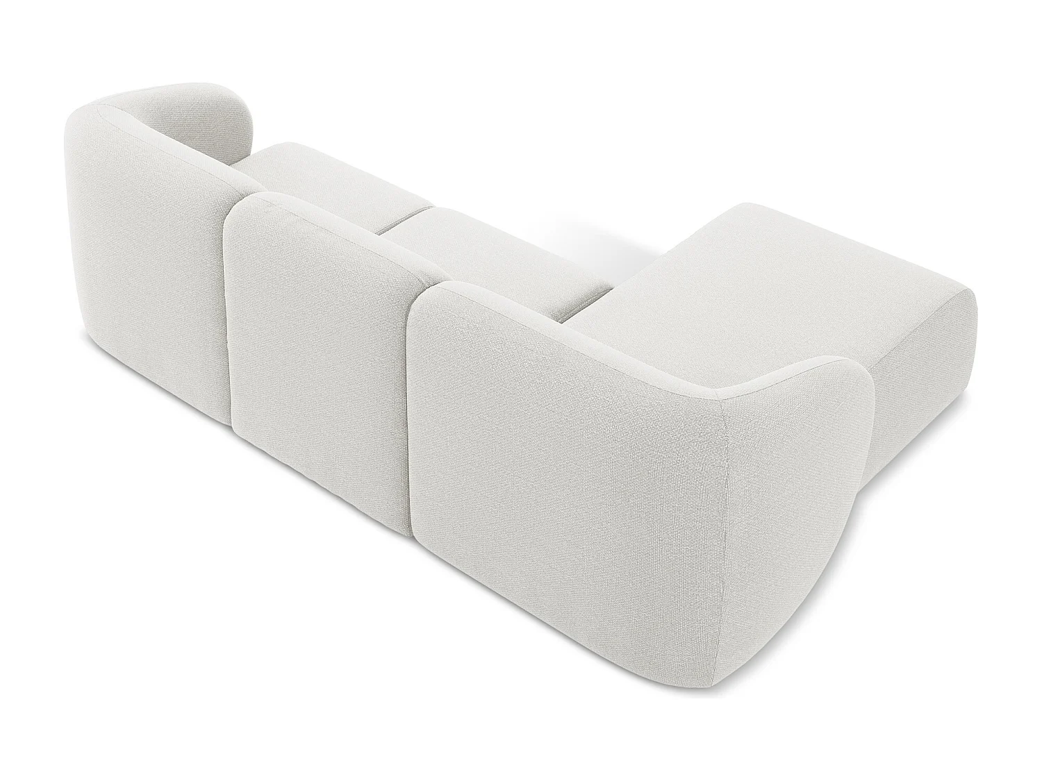 Canapé d'angle 3 places modulaire gauche en tissu bouclette - blanc - LANI