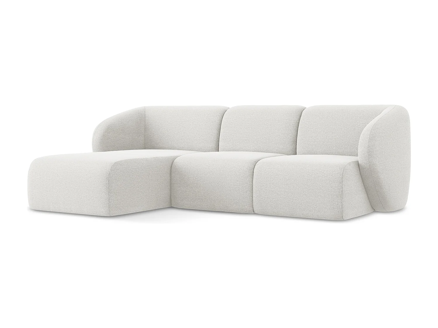 Canapé d'angle 3 places modulaire gauche en tissu bouclette - blanc - LANI