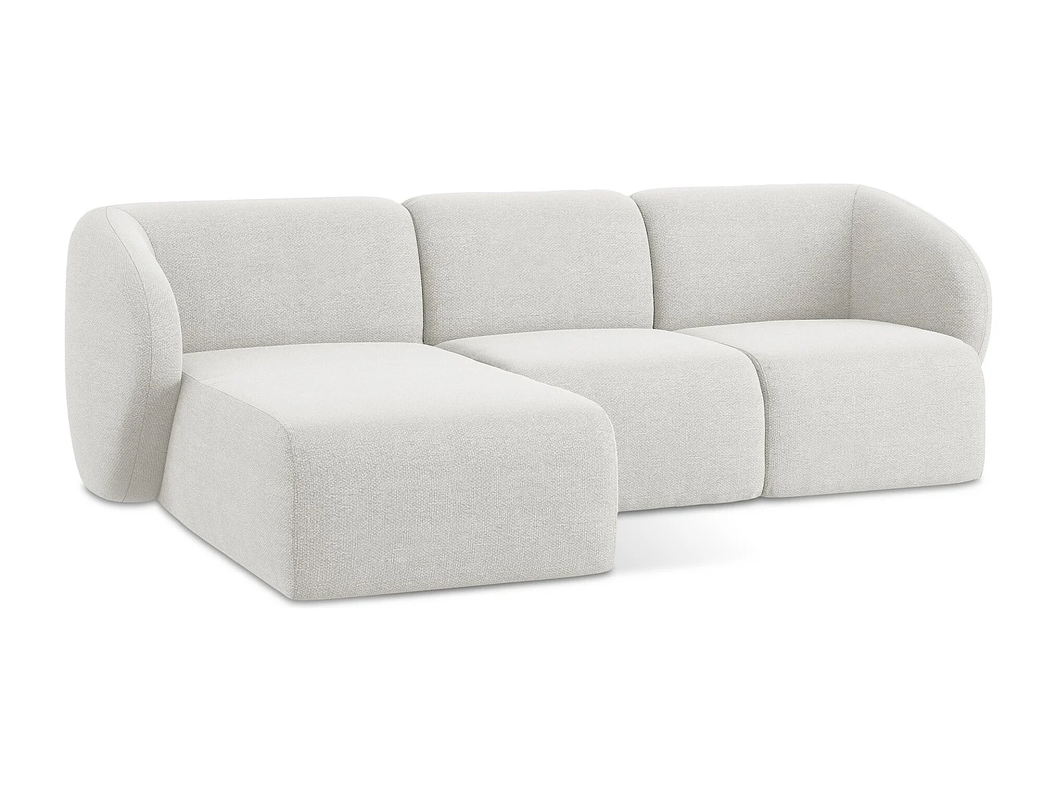 Canapé d'angle 3 places modulaire gauche en tissu bouclette - blanc - LANI