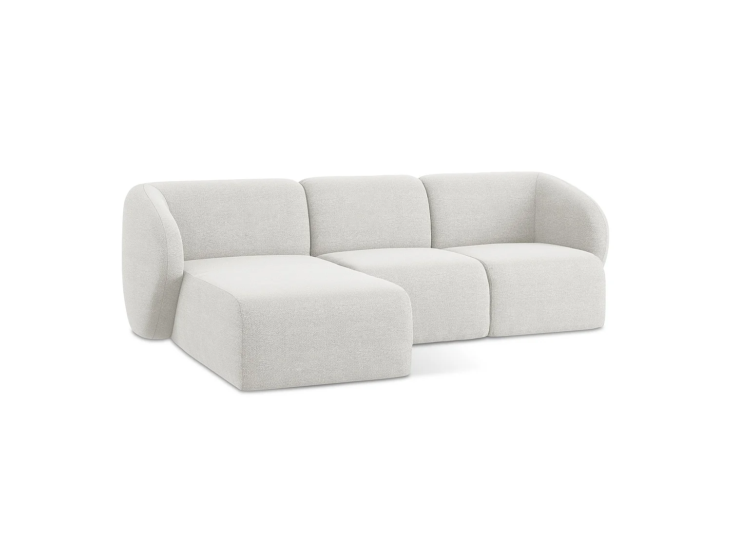 3-Sitzer Modulares Ecksofa - Ecke Links - Bouclé - Weiß - CERVO