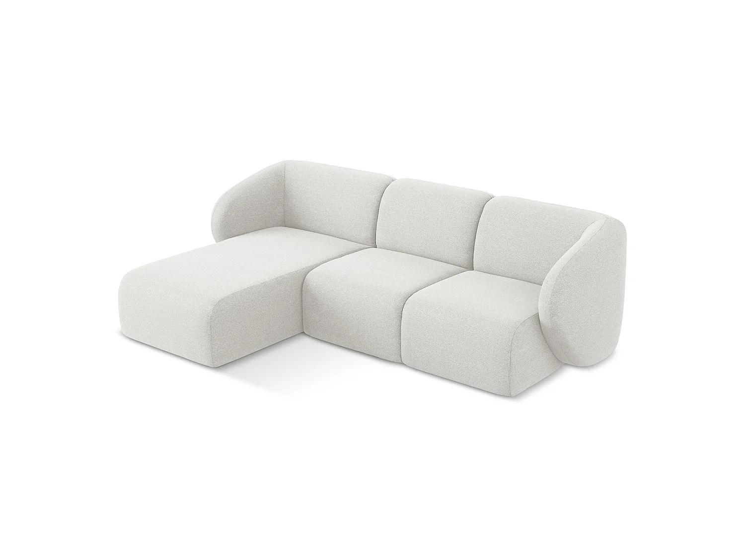 3-Sitzer Modulares Ecksofa - Ecke Links - Bouclé - Weiß - CERVO