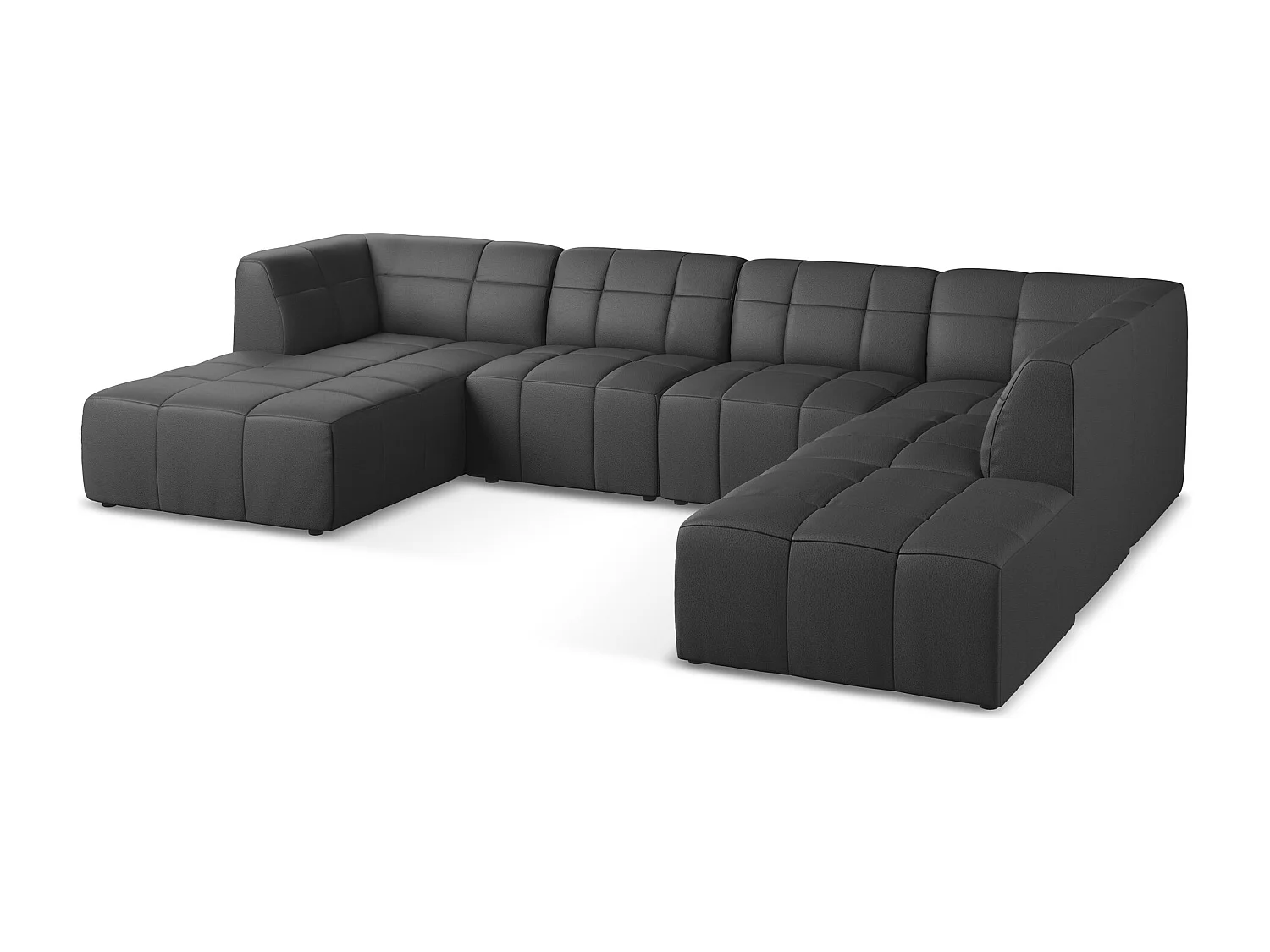 Panoramische hoekbank van grijs kunstleer - ALOHA