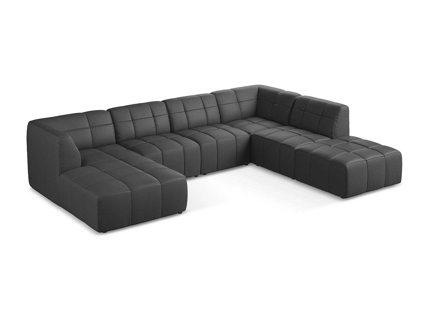 Panoramische hoekbank van grijs kunstleer - ALOHA