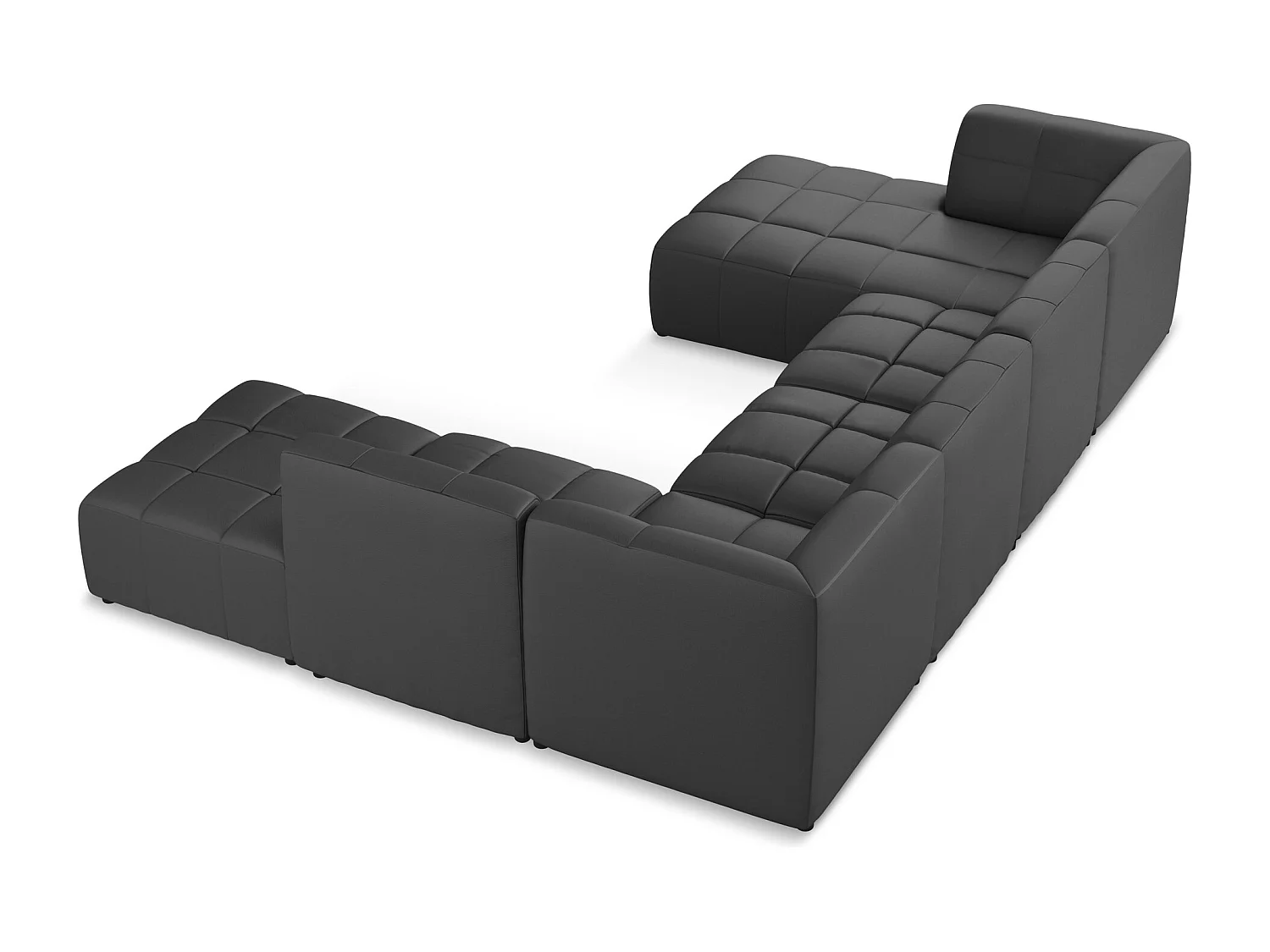 Panoramische hoekbank van grijs kunstleer - ALOHA