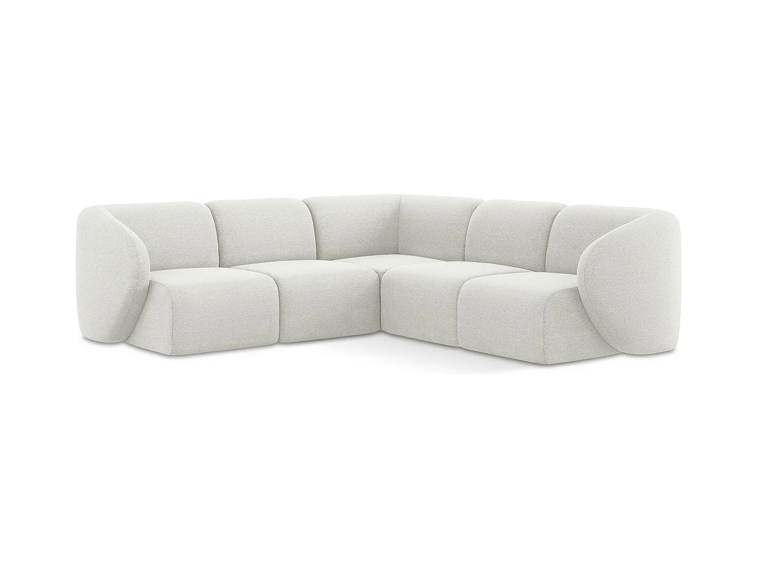 Modulares Ecksofa - - Bouclé - Weiß - LANI