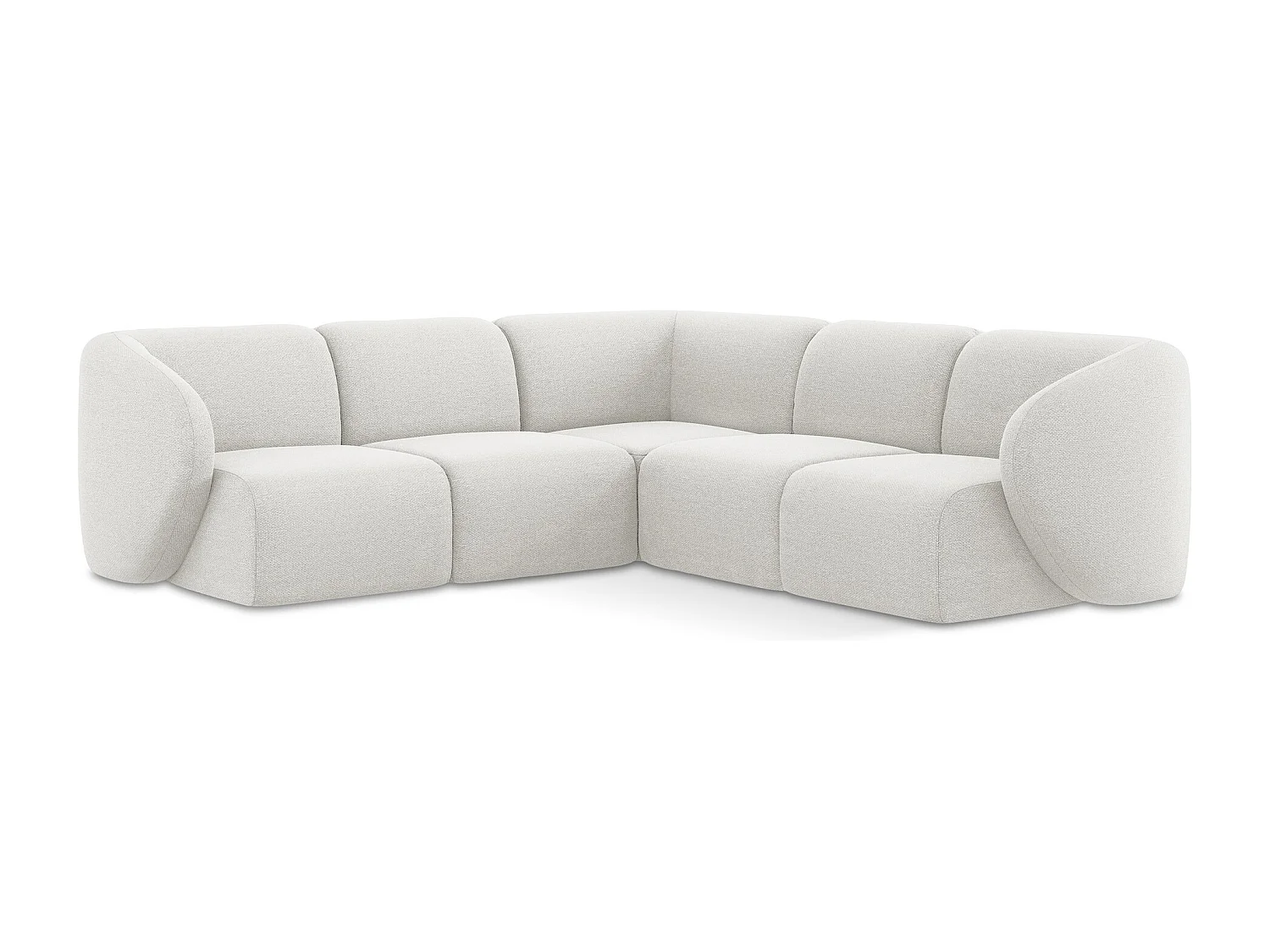 Canapé d'angle 4 places modulaire en tissu bouclette - blanc - LANI