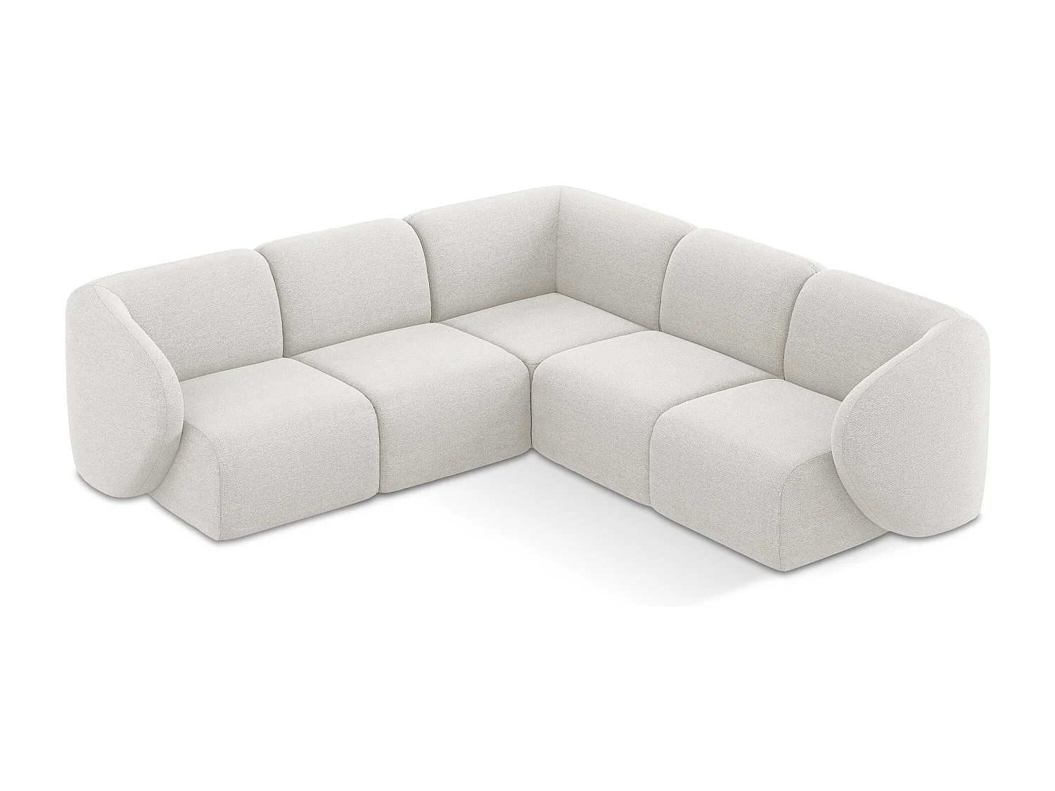 Canapé d'angle 4 places modulaire en tissu bouclette - blanc - LANI
