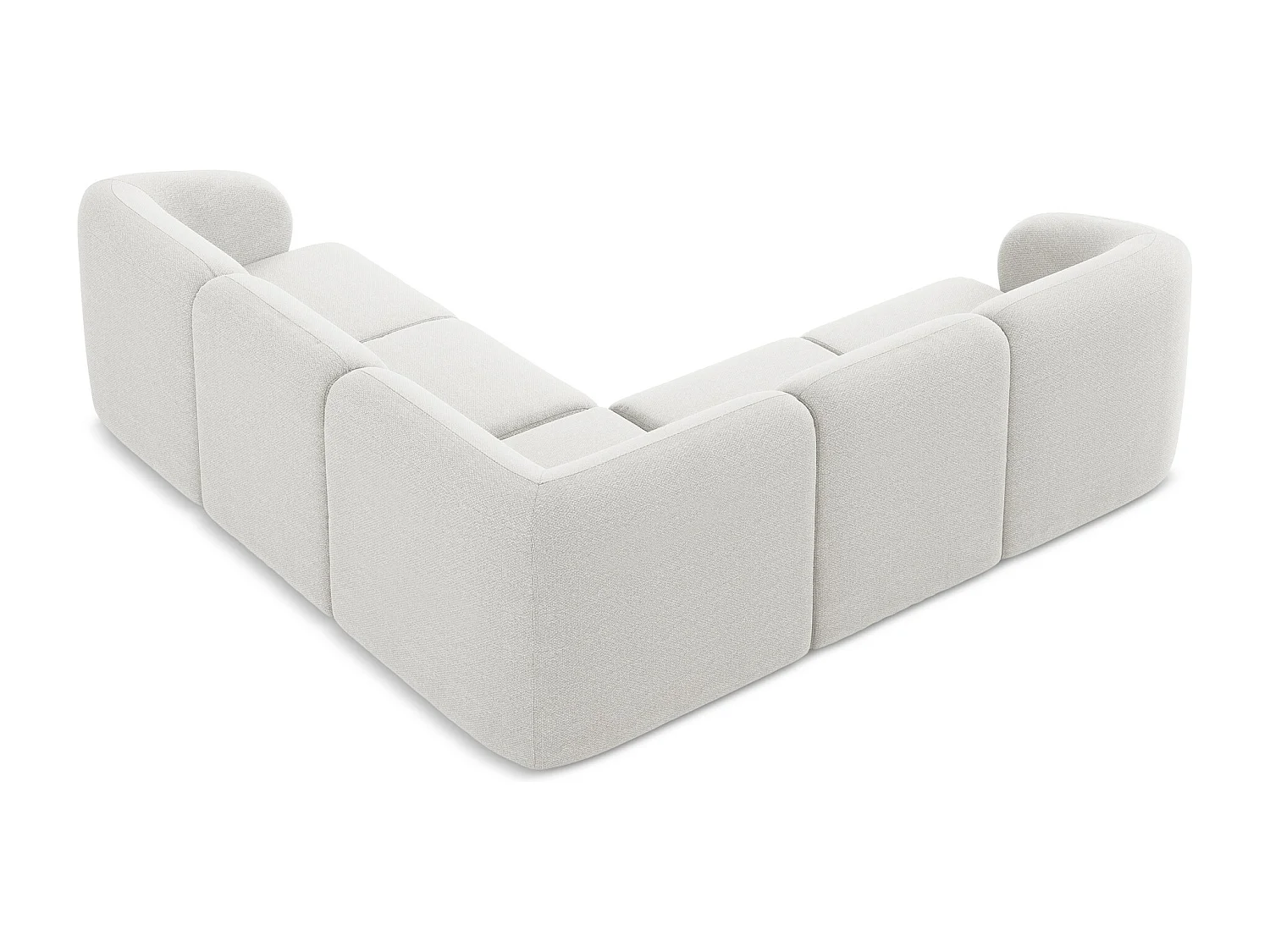 Canapé d'angle 4 places modulaire en tissu bouclette - blanc - LANI