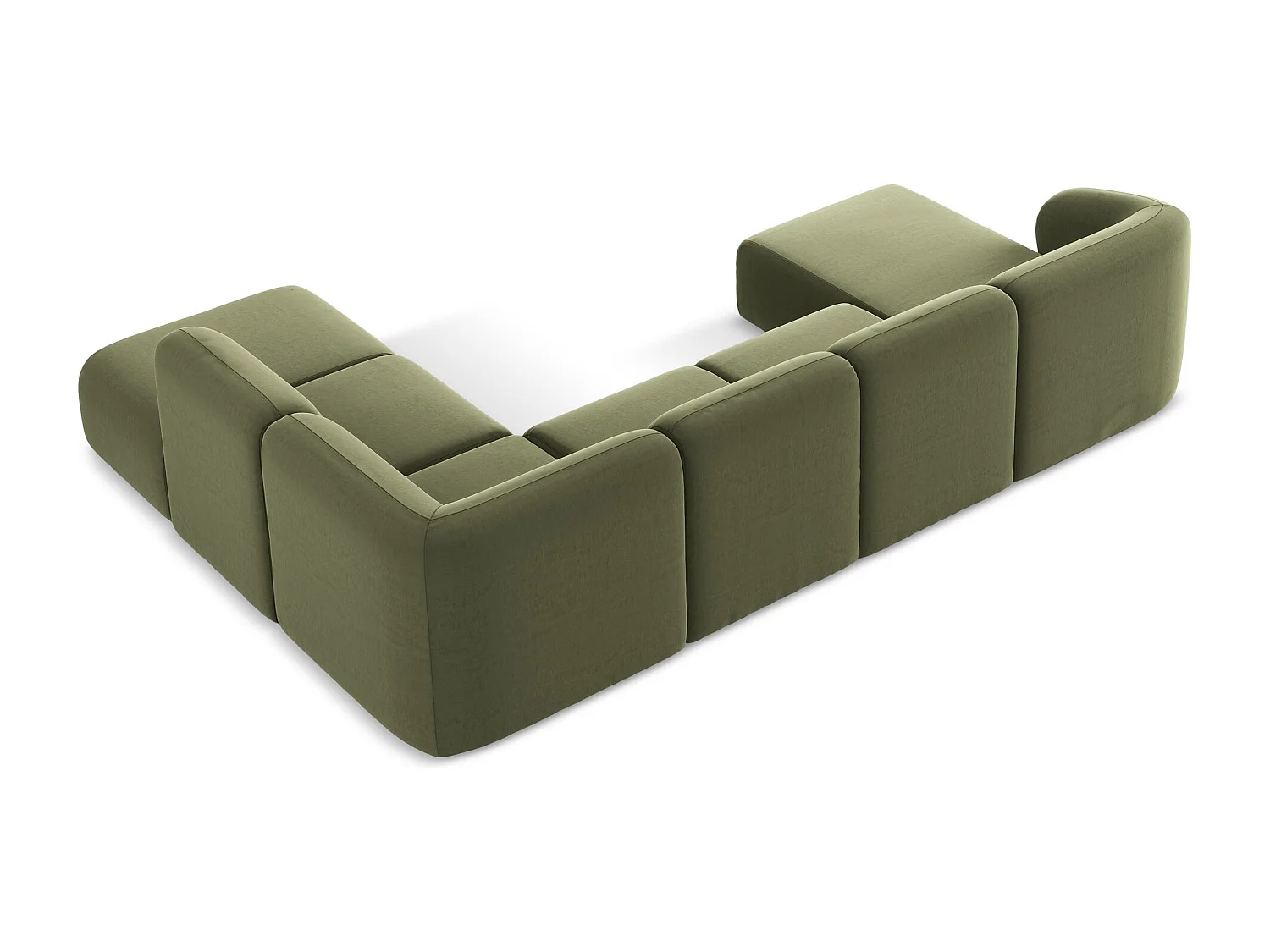 Sofa panoramiczna prawa - z tkaniny welwetowej - oliwkowy - LANI