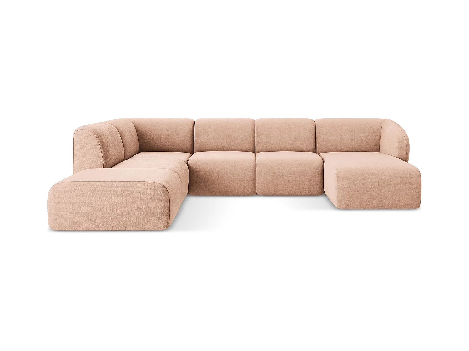 Große Wohnlandschaft Links - - Chenille - Pfirsich - LANI