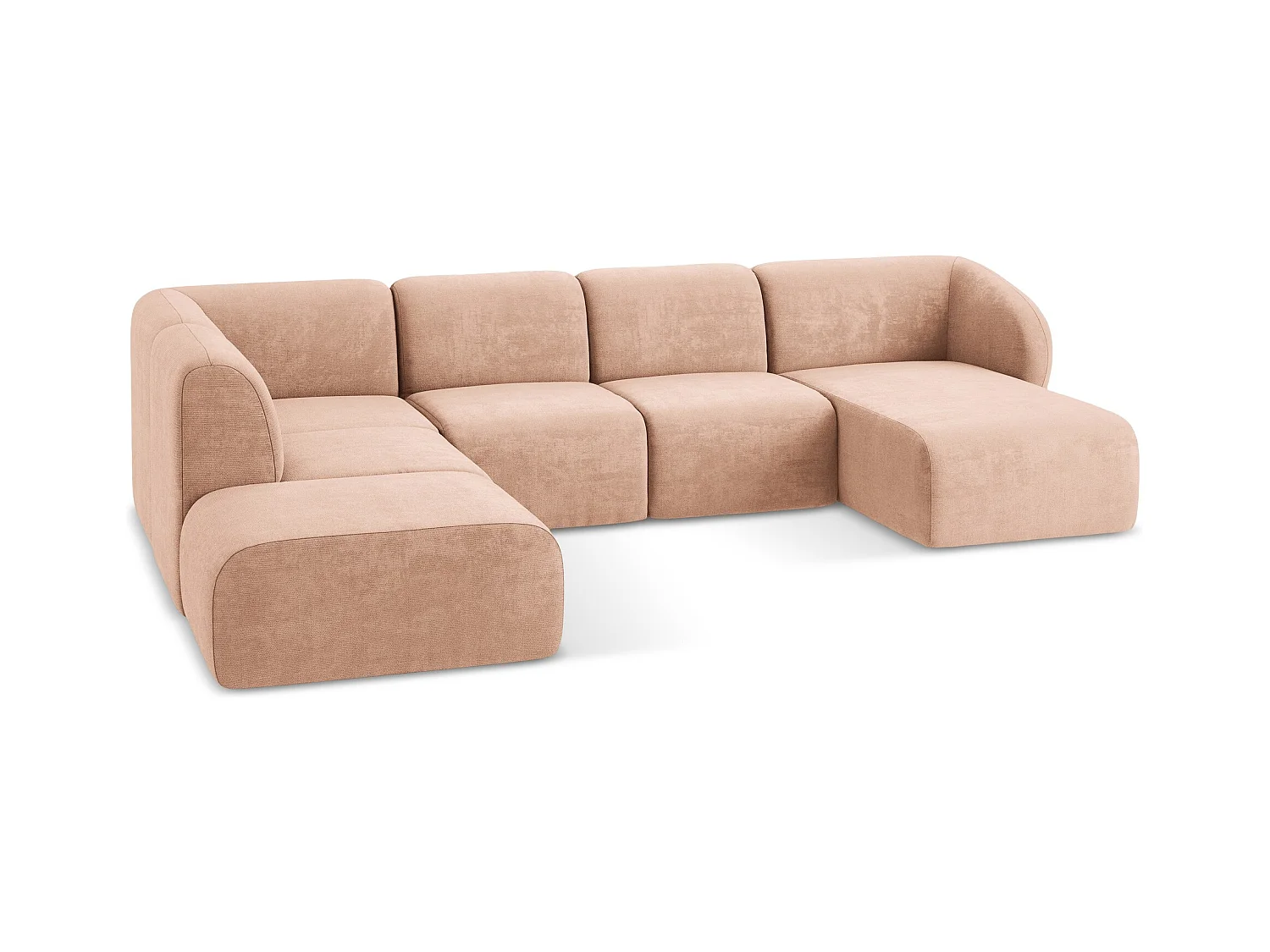 Große Wohnlandschaft Links - - Chenille - Pfirsich - LANI