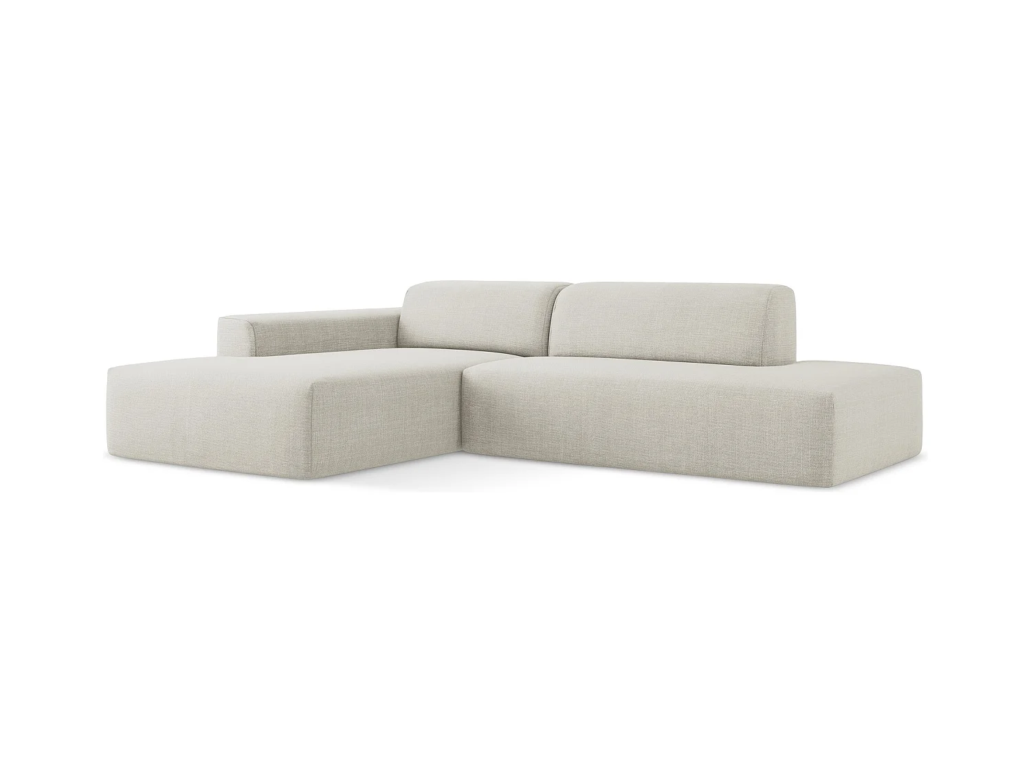 Canapé d'angle 3 places modulaire droit en tissu texturé - beige clair - KELI