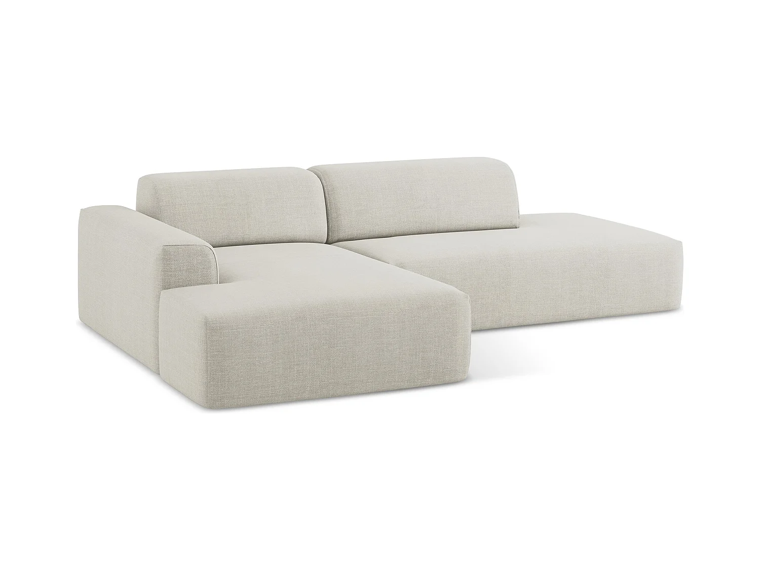 Canapé d'angle 3 places modulaire droit en tissu texturé - beige clair - KELI