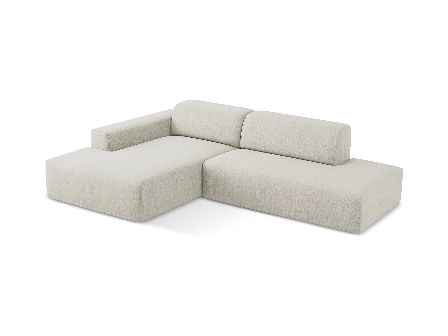 Canapé d'angle 3 places modulaire droit en tissu texturé - beige clair - KELI