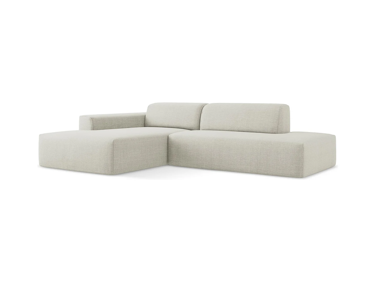 Sofá modular 3 plazas derecho de tela texturizada beige claro - KELI