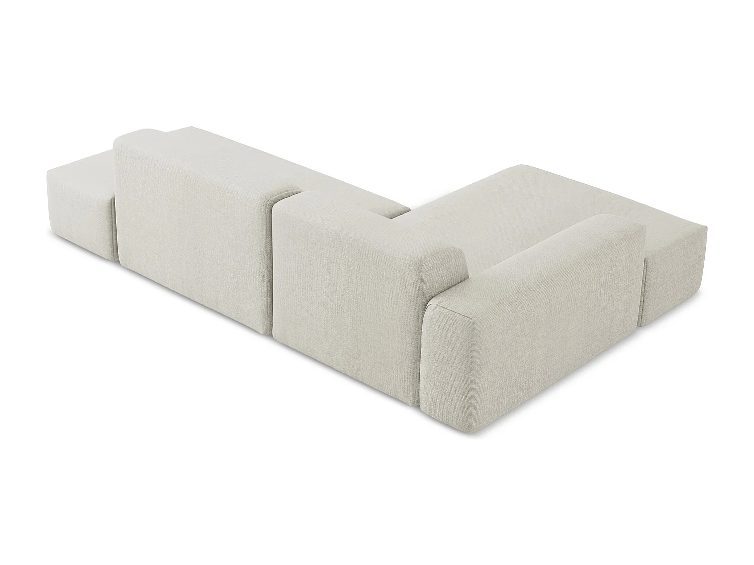 Canapé d'angle 3 places modulaire droit en tissu texturé - beige clair - KELI