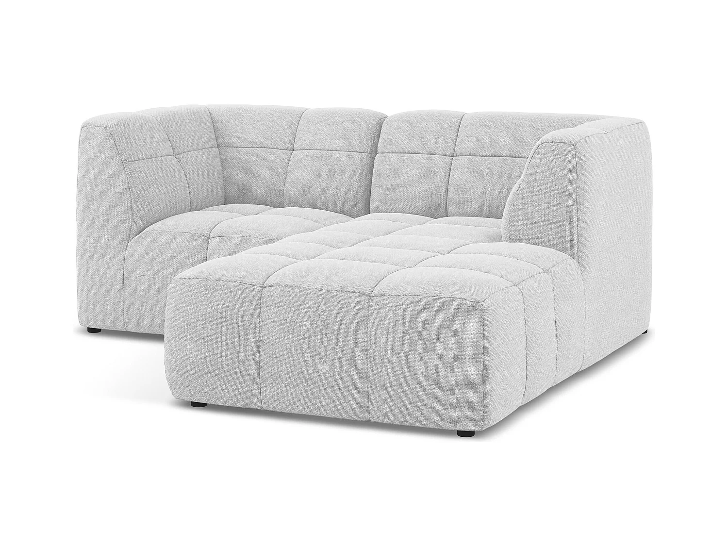 Canapé d'angle 2,5 places modulaire droit en tissu bouclette - argent - ALOHA