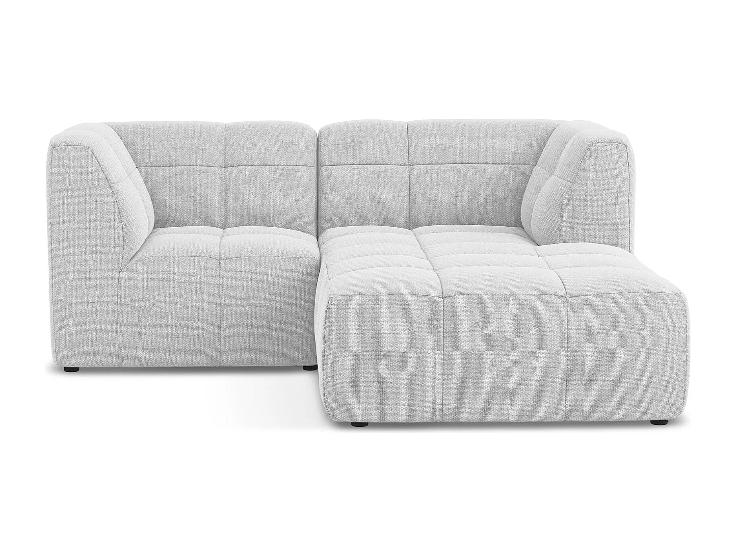 Canapé d'angle 2,5 places modulaire droit en tissu bouclette - argent - ALOHA