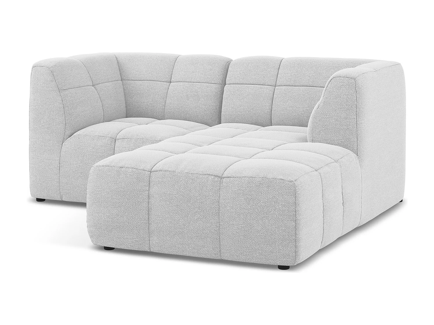 Canapé d'angle 2,5 places modulaire droit en tissu bouclette - argent - ALOHA