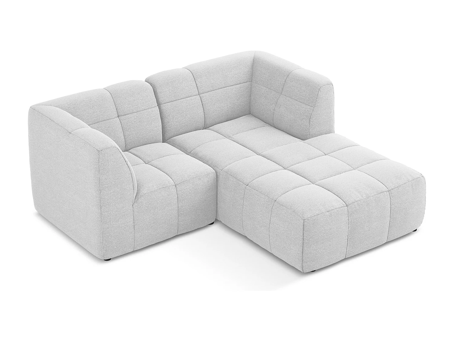 Canapé d'angle 2,5 places modulaire droit en tissu bouclette - argent - ALOHA