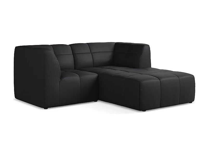 Canapé d'angle 2,5 places modulaire droit en similicuir - noir - ALOHA