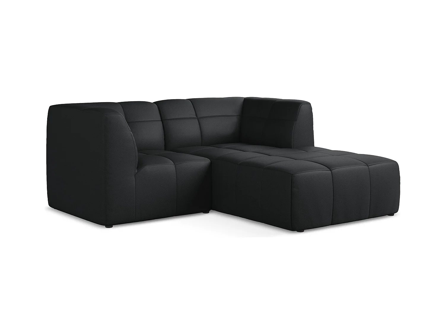 Modulaire hoekbank rechts van zwart kunstleer - ALOHA