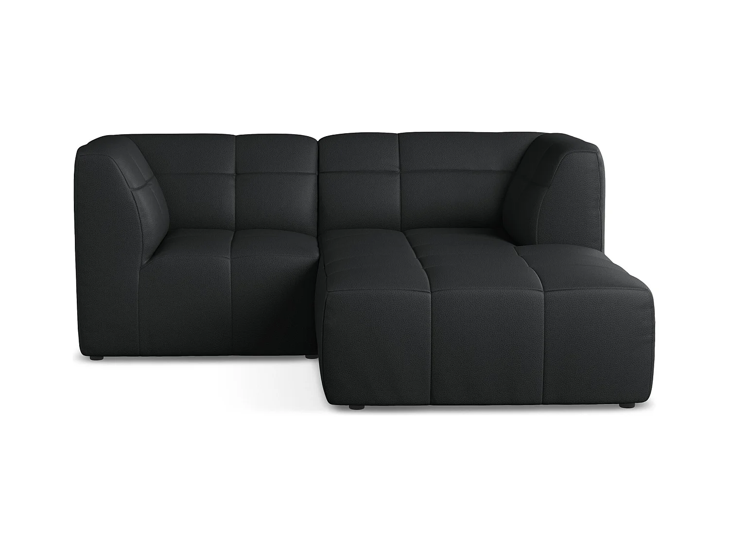 Modulaire hoekbank rechts van zwart kunstleer - ALOHA