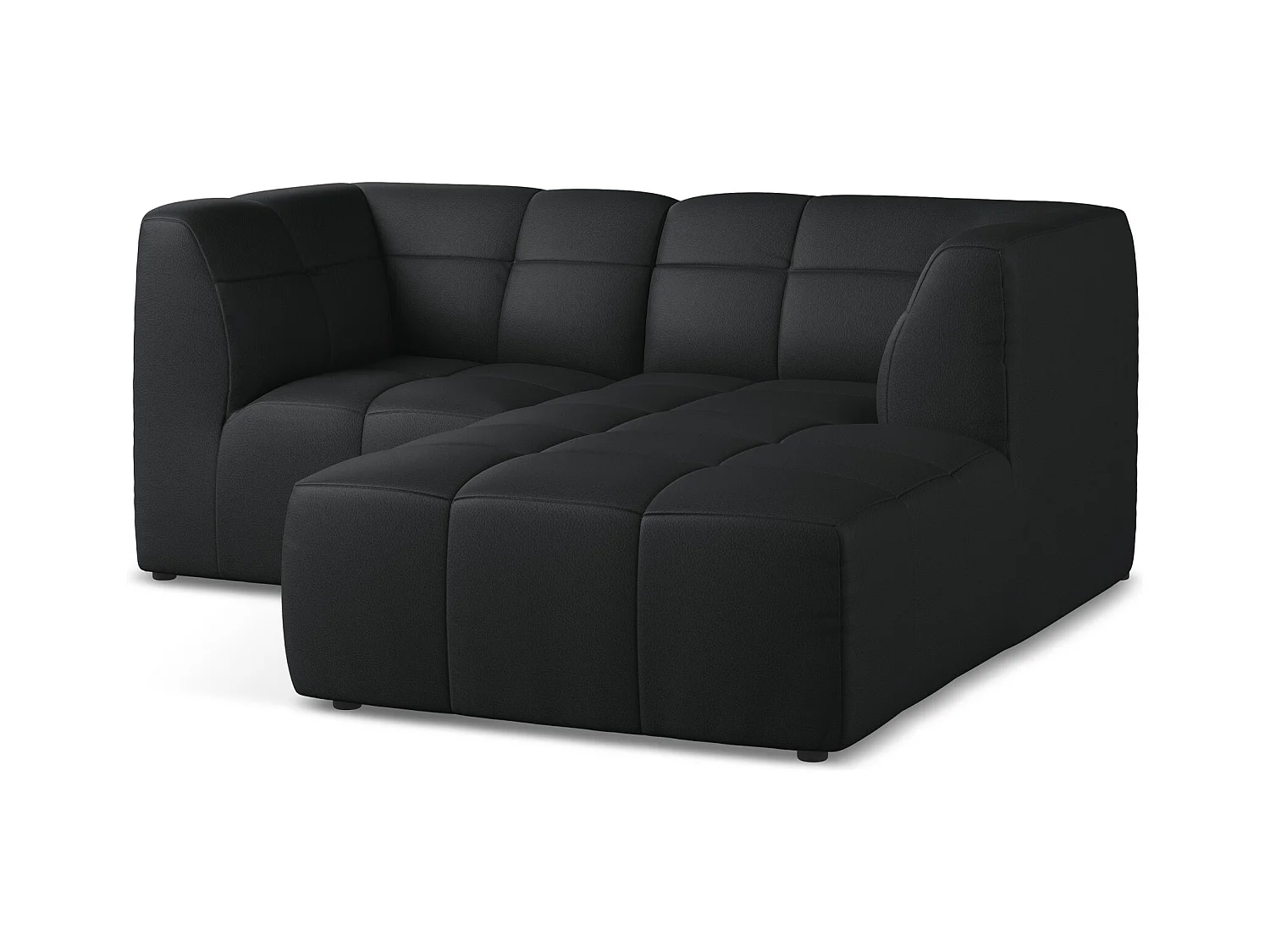 Modulaire hoekbank rechts van zwart kunstleer - ALOHA