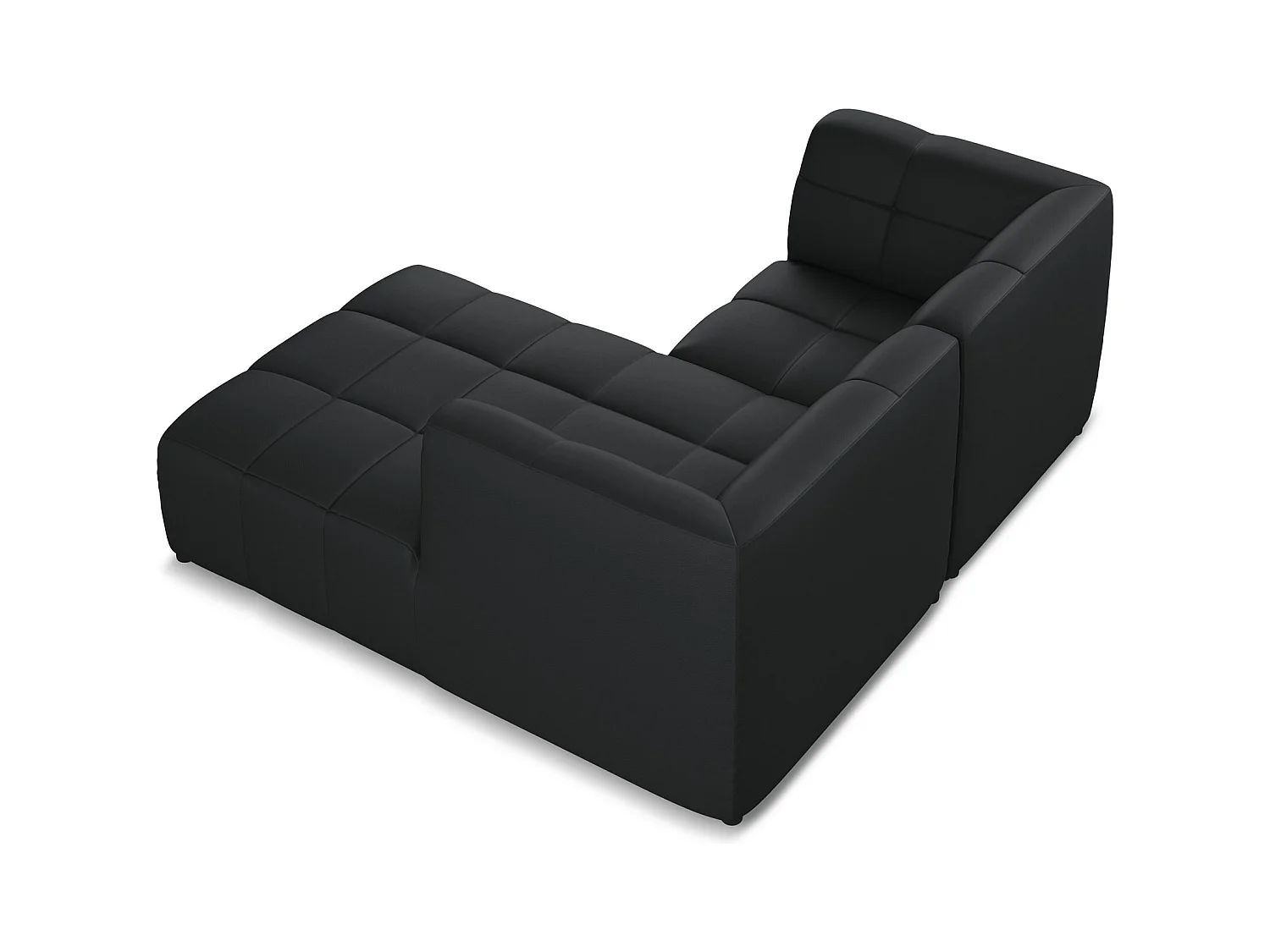 Modulaire hoekbank rechts van zwart kunstleer - ALOHA