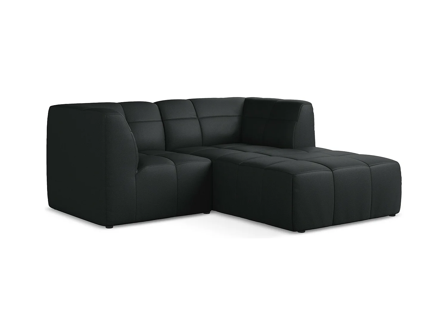 Canapé d'angle 2,5 places modulaire droit en similicuir - noir - ALOHA