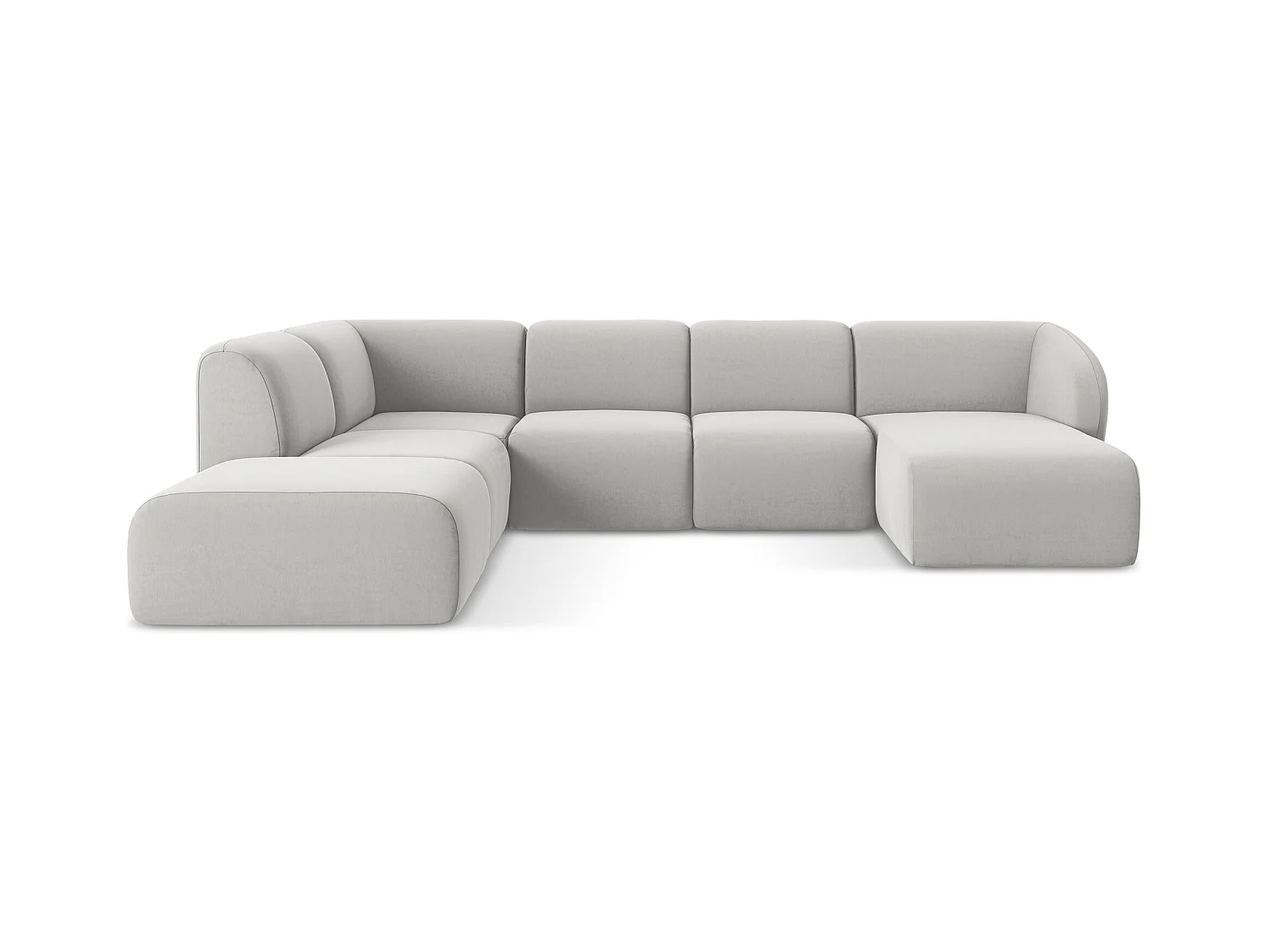 Sofa panoramiczna lewa - z tkaniny welwetowej - srebrny - LANI