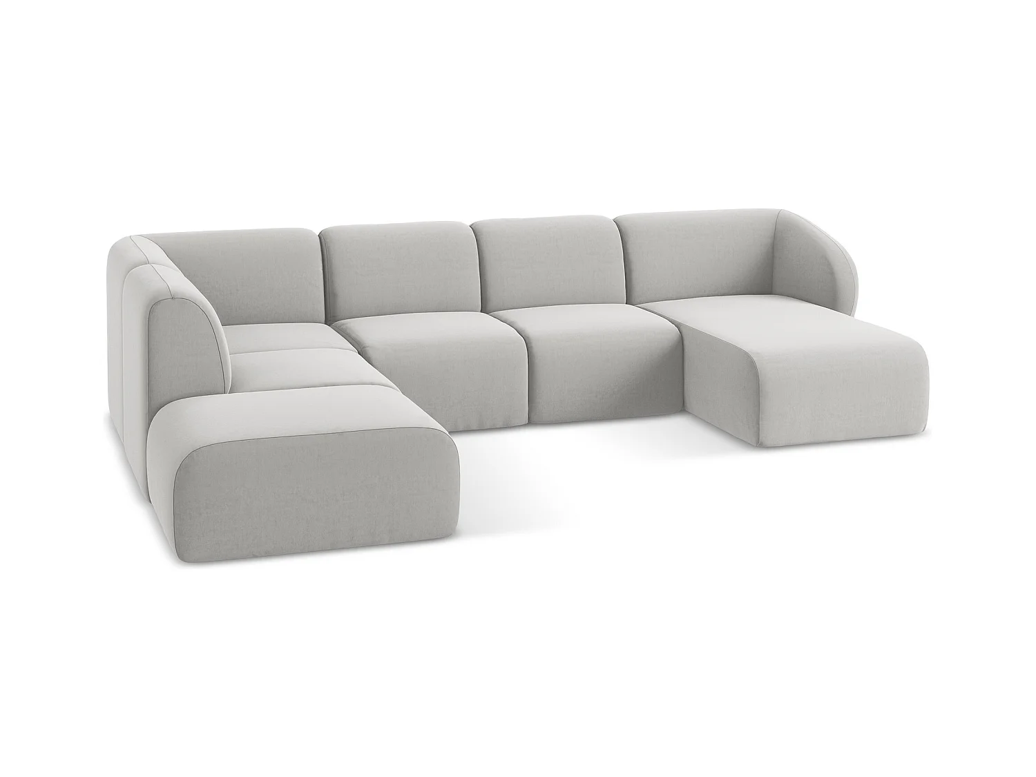 Sofa panoramiczna lewa - z tkaniny welwetowej - srebrny - LANI